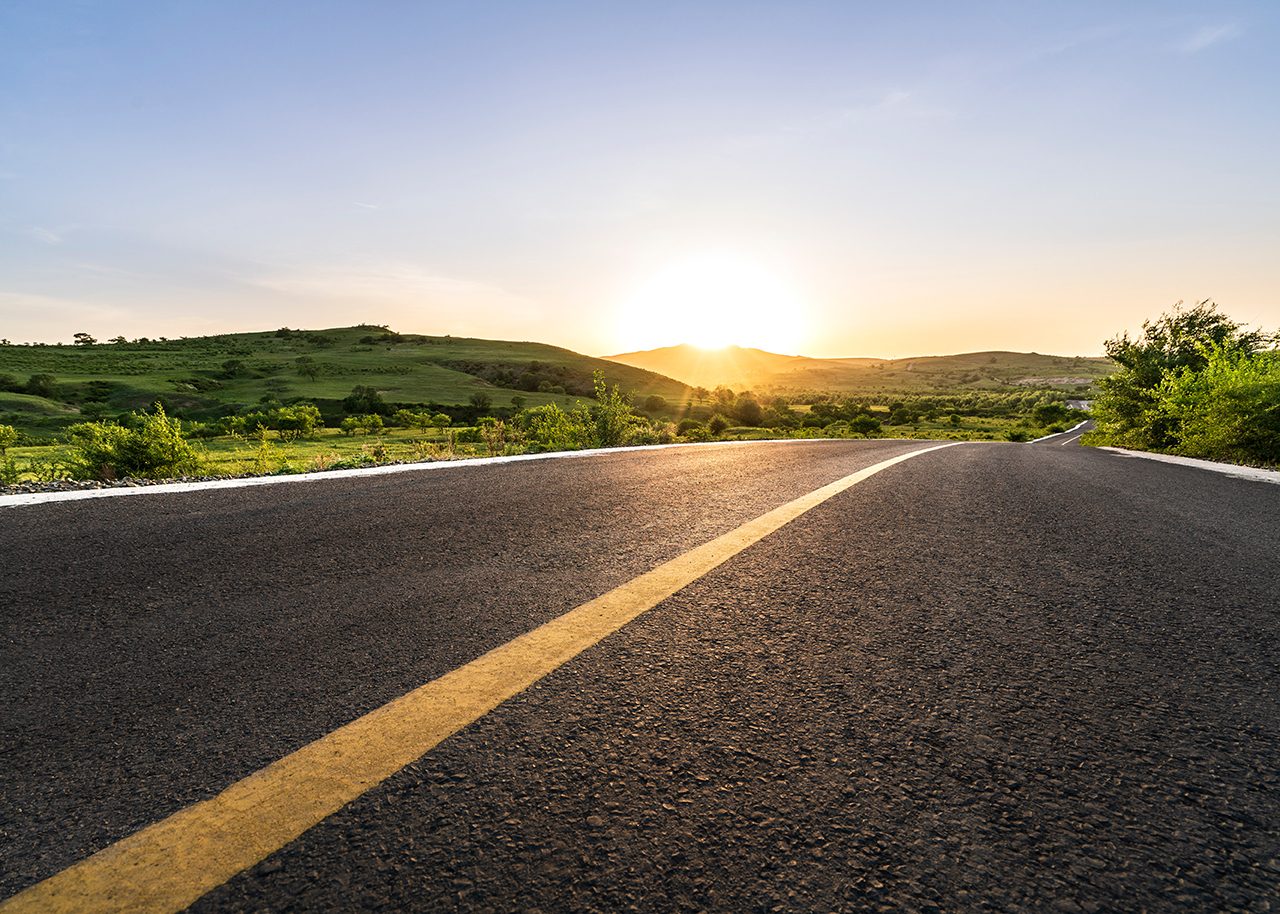 Road with sunset 