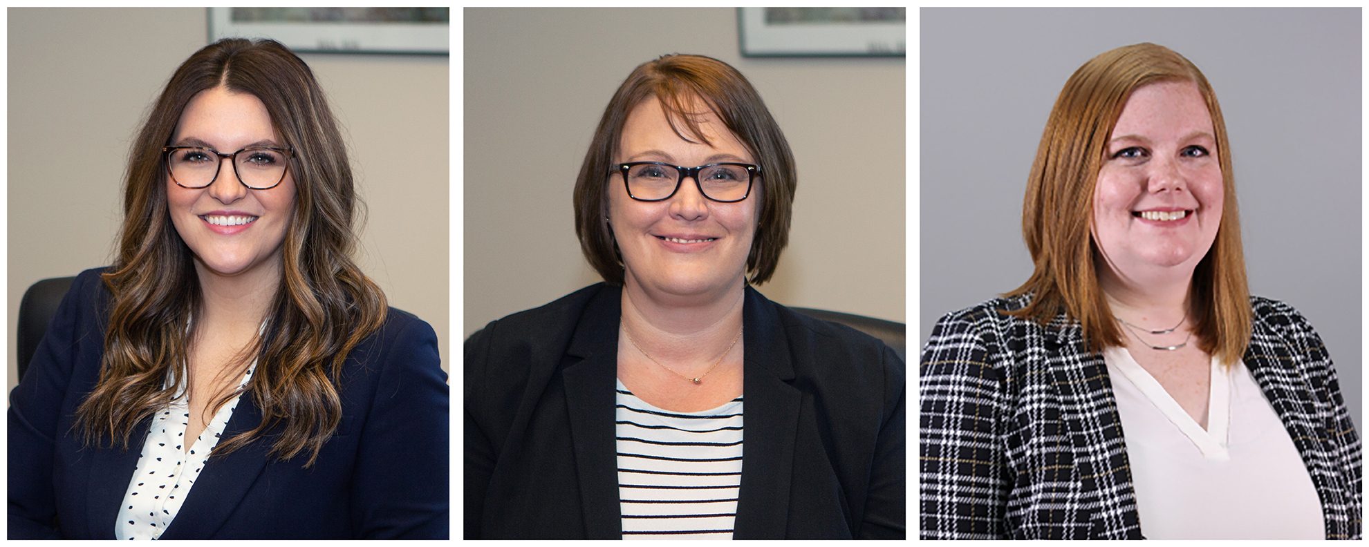 Senior Registered Client Service Associate Sarah Tallent, Registered Client Service Associate Sara Jankowski, and Client Service Associate Cara Sadowski
